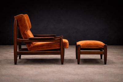 Alexandre Rapoport Alexandre Rapoport Brazilian Rosewood Armchair with Ottoman Burnt Caramel Mohair