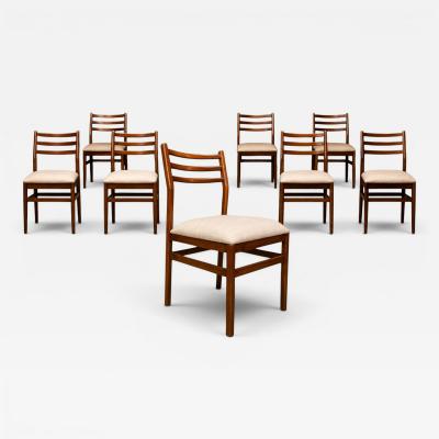 Alexandre Rapoport Brazilian Modern Set of Eight Chairs in Caviuna wood Linen Alexandre Rapoport