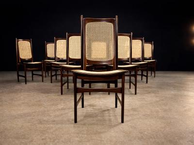 Alexandre Rapoport Set of Ten Brazilian Mid Century Dining Chairs by Alexandre Rapoport 1960s