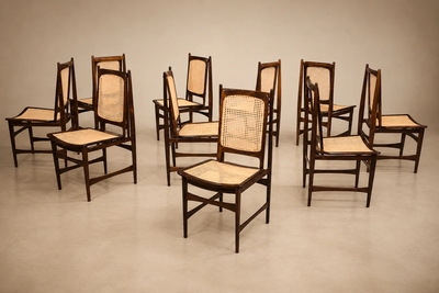Alexandre Rapoport Set of Ten Brazilian Mid Century Dining Chairs by Alexandre Rapoport