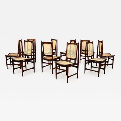 Alexandre Rapoport Set of Ten Brazilian Mid Century Dining Chairs by Alexandre Rapoport