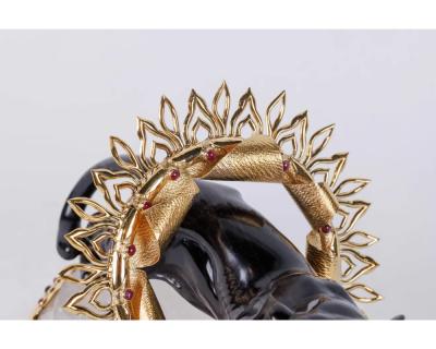 Alexandre Reza Alexandre Reza Rare Obsidian Silver Gilt and Rock Crystal Circus Panther
