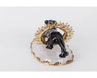 Alexandre Reza Alexandre Reza Rare Obsidian Silver Gilt and Rock Crystal Circus Panther