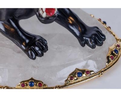 Alexandre Reza Alexandre Reza Rare Obsidian Silver Gilt and Rock Crystal Circus Panther