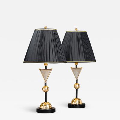 Alexandre Vossion DIADEM Pair of Rock Crystal table lamps