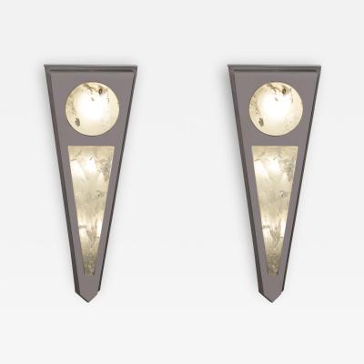 Alexandre Vossion MOON I SILVER EDITION Pair of Rock Cristal wall lights