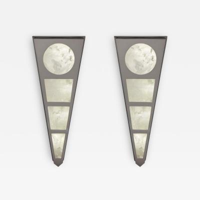 Alexandre Vossion MOON II SILVER EDITION Pair of Rock Cristal wall lights