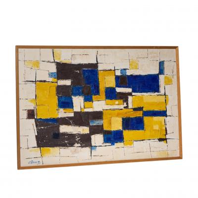 Alf Kahn Mid Century Signed 1970 Swedish Oil On Canvas Painting