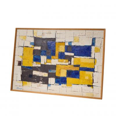 Alf Kahn Mid Century Signed 1970 Swedish Oil On Canvas Painting