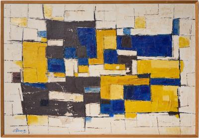 Alf Kahn Mid Century Signed 1970 Swedish Oil On Canvas Painting