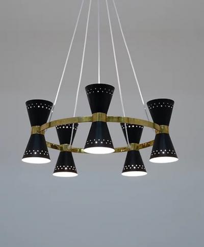 Alf Svensson Copy of Swedish Midcentury Chandelier in Brass and Metal by Alf Svensson