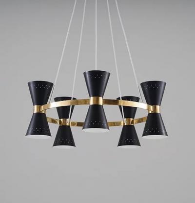 Alf Svensson Copy of Swedish Midcentury Chandelier in Brass and Metal by Alf Svensson