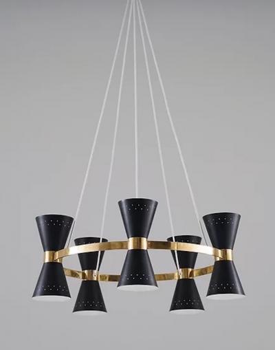 Alf Svensson Copy of Swedish Midcentury Chandelier in Brass and Metal by Alf Svensson