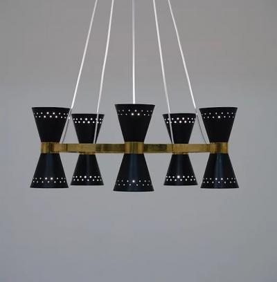 Alf Svensson Copy of Swedish Midcentury Chandelier in Brass and Metal by Alf Svensson