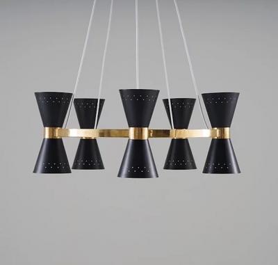 Alf Svensson Copy of Swedish Midcentury Chandelier in Brass and Metal by Alf Svensson
