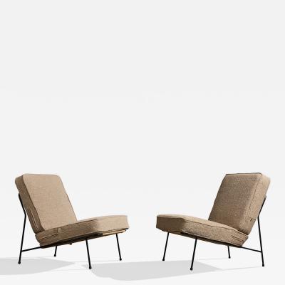 Alf Svensson Lounge Chairs with Steel Fabric and Cord Sweden 1950s