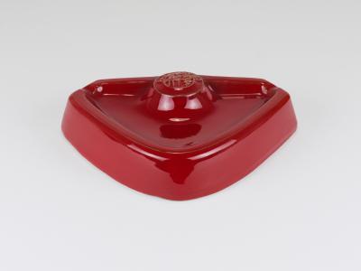 Alfa Romeo Red Ceramic Ashtray Relief Logo CNF Nicola Fasano Italy 1970s