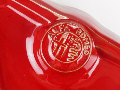 Alfa Romeo Red Ceramic Ashtray Relief Logo CNF Nicola Fasano Italy 1970s