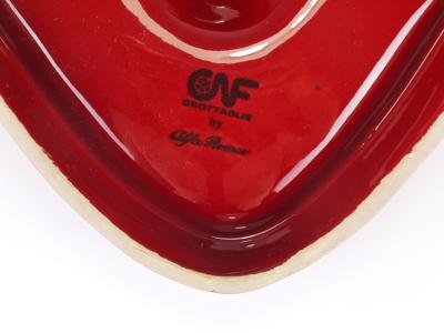 Alfa Romeo Red Ceramic Ashtray Relief Logo CNF Nicola Fasano Italy 1970s