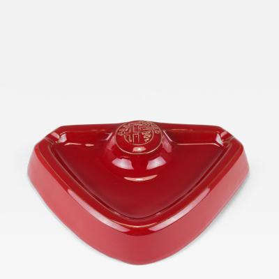 Alfa Romeo Red Ceramic Ashtray Relief Logo CNF Nicola Fasano Italy 1970s