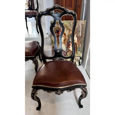 Alfonso Marina 18th C Style Alfonso Marina Ebonized Giltwood Dining Chair