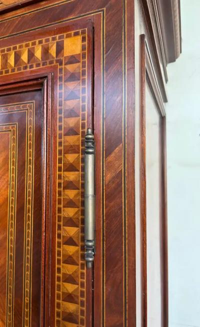 Alfonso Marina Alfonso Marina Fine Monumental Italianate Style Armoire Marquetry Inlay