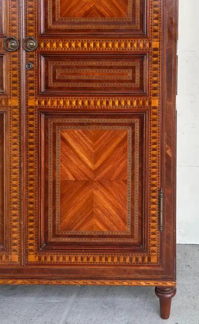 Alfonso Marina Alfonso Marina Fine Monumental Italianate Style Armoire Marquetry Inlay