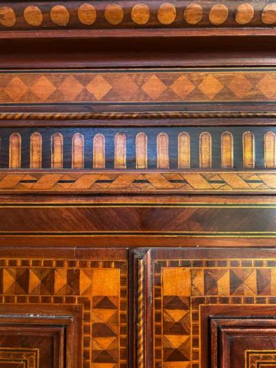 Alfonso Marina Alfonso Marina Fine Monumental Italianate Style Armoire Marquetry Inlay
