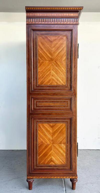 Alfonso Marina Alfonso Marina Fine Monumental Italianate Style Armoire Marquetry Inlay