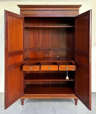 Alfonso Marina Alfonso Marina Fine Monumental Italianate Style Armoire Marquetry Inlay