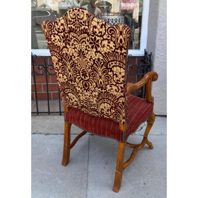 Alfonso Marina Alfonso Marina Treviso II Red Cut Velvet Throne Arm Chair 1 of 2 Available