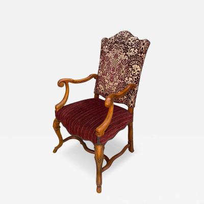 Alfonso Marina Alfonso Marina Treviso II Red Cut Velvet Throne Arm Chair 1 of 2 Available