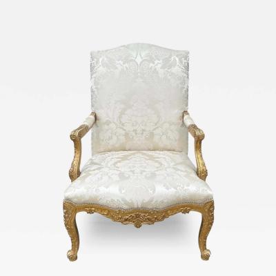 Alfonso Marina Ebanista Louis XVI Style Giltwood Fauteuil Arm Chair