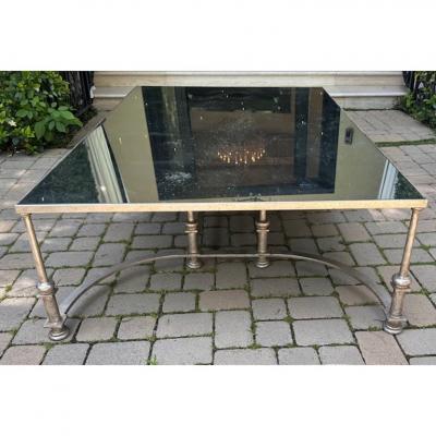 Alfonso Marina Huge Ebanista Guerlain White Gold Gilded Wrought Iron Cocktail Table