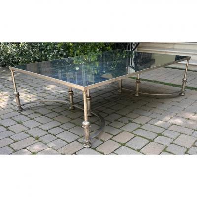 Alfonso Marina Huge Ebanista Guerlain White Gold Gilded Wrought Iron Cocktail Table