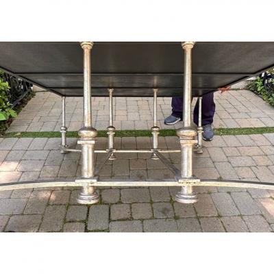 Alfonso Marina Huge Ebanista Guerlain White Gold Gilded Wrought Iron Cocktail Table