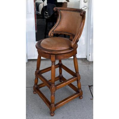 Alfonso Marina Pair of Alfonso Marina Ebanista Spanish Colonial Counter or Bar Stools