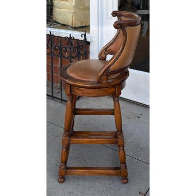 Alfonso Marina Pair of Alfonso Marina Ebanista Spanish Colonial Counter or Bar Stools