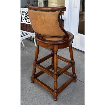 Alfonso Marina Pair of Alfonso Marina Ebanista Spanish Colonial Counter or Bar Stools