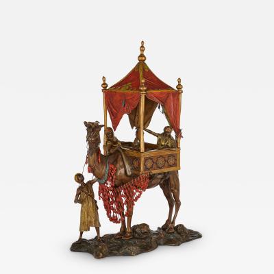 Alfonzo Titze Large Viennese cold painted patinated bronze Orientalist lamp by Titze