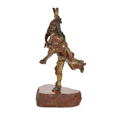 Alfonzo Titze Pair of patinated bronze Native American figures after Kauba