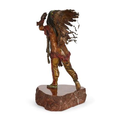 Alfonzo Titze Pair of patinated bronze Native American figures after Kauba