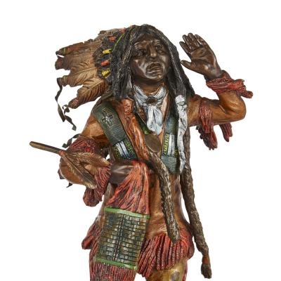 Alfonzo Titze Pair of patinated bronze Native American figures after Kauba