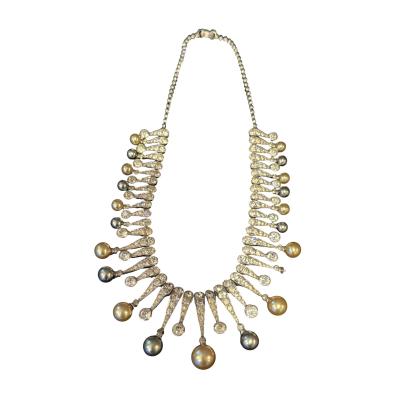 Alfred Boucher ART DECO COSTUME SOUTH SEA PEARL PEARL RHINESTONE RADIATING NECKLACE
