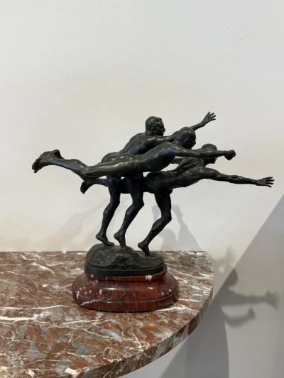 Alfred Boucher Au But To the Goal Alfred Boucher Bronze Group of Three Runners