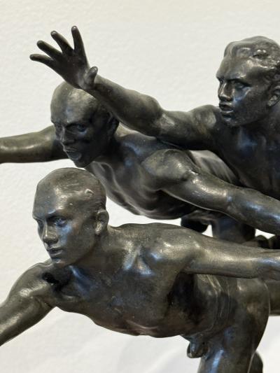 Alfred Boucher Au But To the Goal Alfred Boucher Bronze Group of Three Runners
