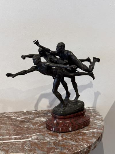 Alfred Boucher Au But To the Goal Alfred Boucher Bronze Group of Three Runners