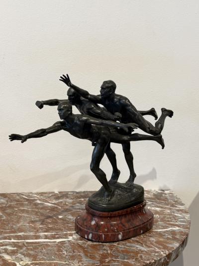 Alfred Boucher Au But To the Goal Alfred Boucher Bronze Group of Three Runners