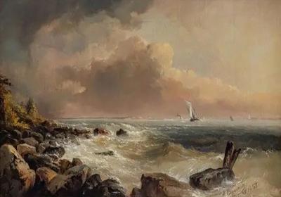 Alfred Copestick Alfred Copestick Coastal Scene New York Oil on Canvas 1857 1857