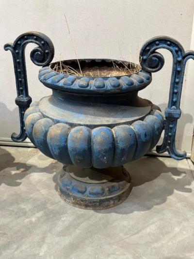 Alfred Corneau A pair of French cast iron garden urns C 1890 Marked for Alfred Corneau 